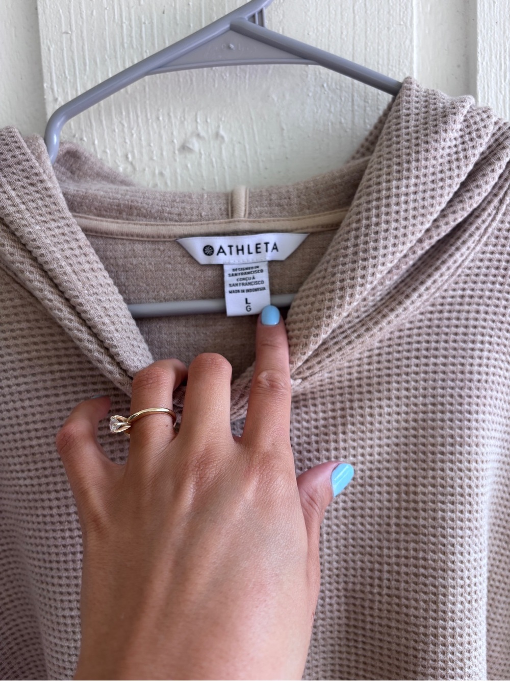 Athleta Waffle Knit Hoodie - Taupe - Picture 2 of 5
